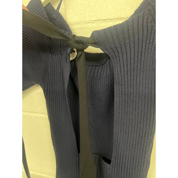 Jason Wu Sz small s Navy Blue Knit Off The Shoulder Bow Tie Back Sweater Top - Picture 6 of 6